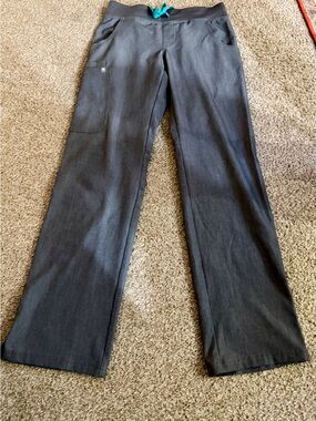 FIGS Technical Collection Heather Gray Scrub Pants XXS Straight Leg Yoga Waist